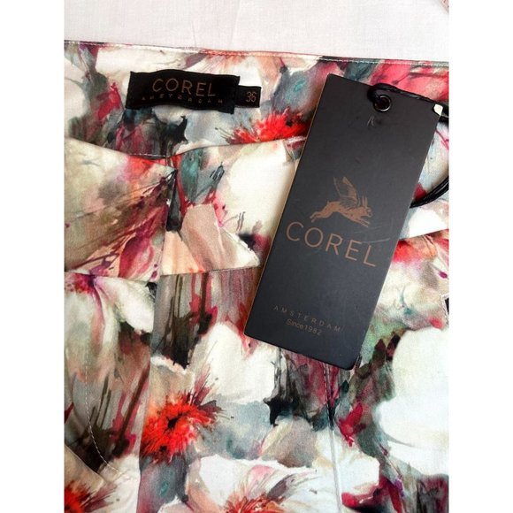 NWT Corel Women's Flower Cropped Pant Evie Pintuk Pockets Multicolor Size 36 - Picture 8 of 9